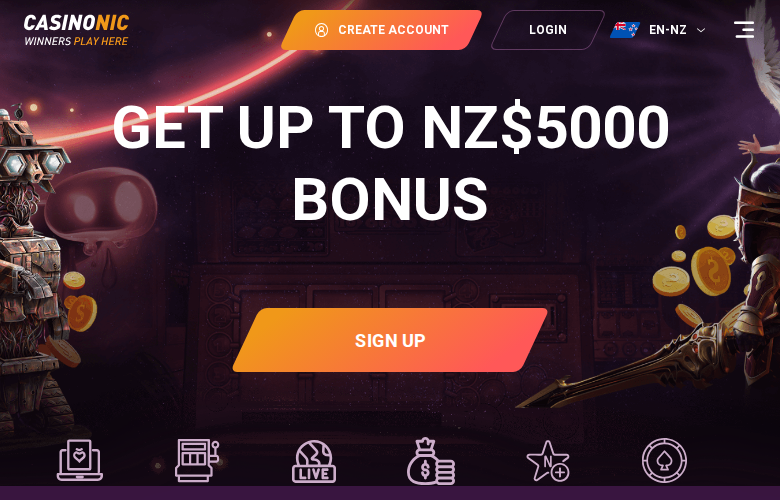 Casinonic casino homepage screenshot
