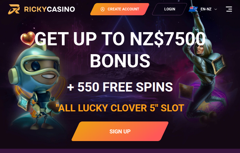 Ricky Casino casino homepage screenshot