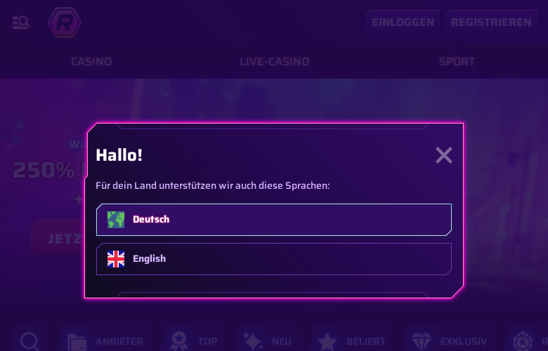 Roby Casino casino homepage screenshot